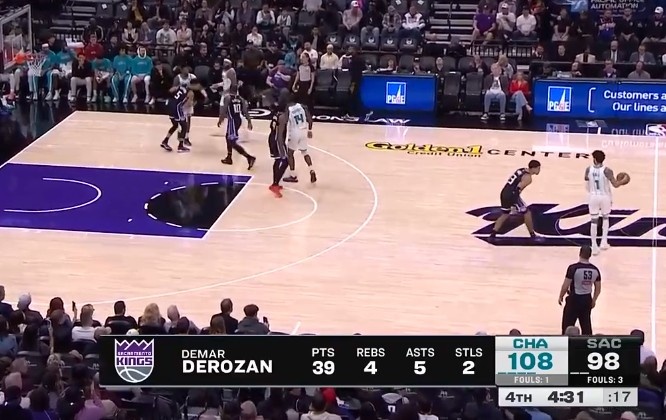 leyu公司-接着上分！德罗赞单打迪亚巴特强突左手上篮 已砍赛季新高39分